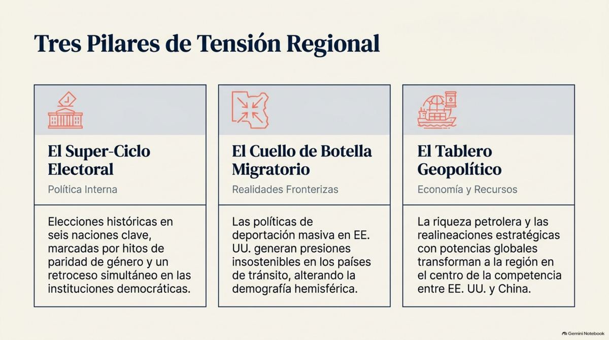 Tres pilares de tensión regional